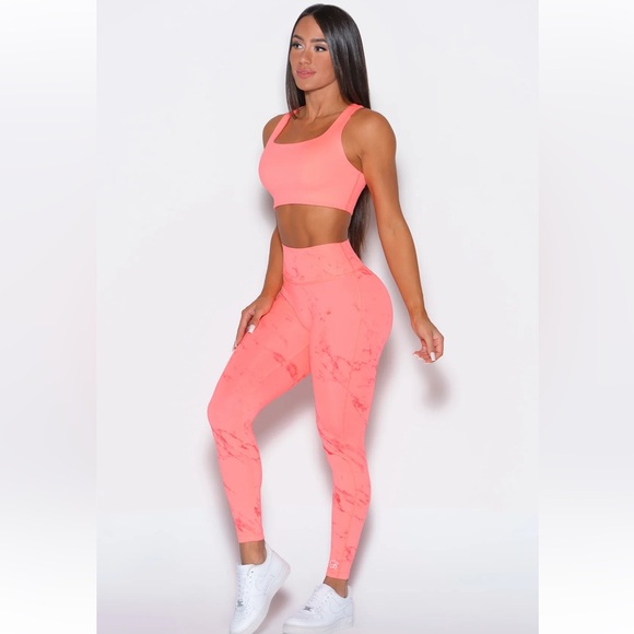 Bombshell Sportswear Coral Pink Marble Leggings - Picture 5 of 6
